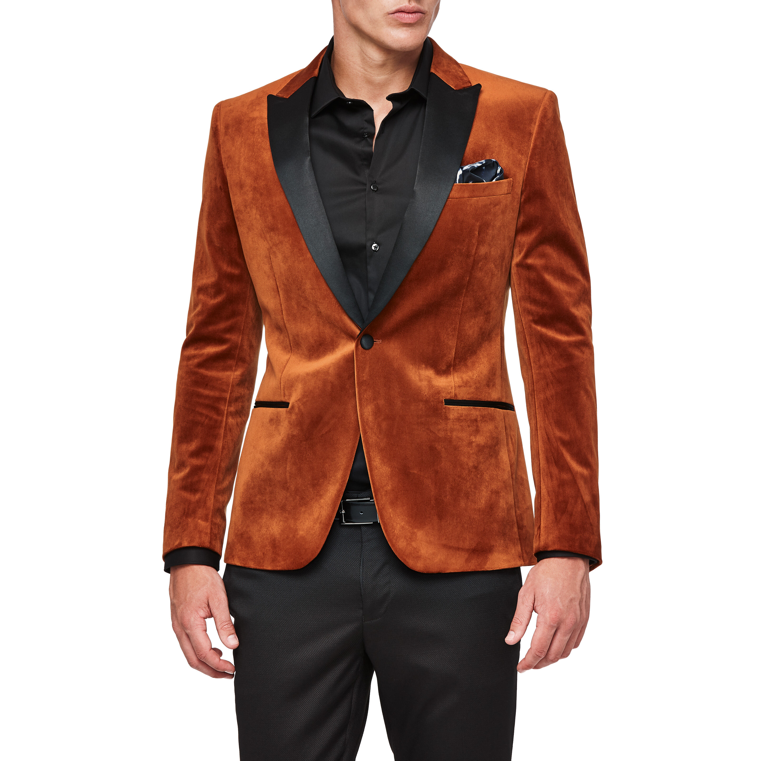 Orange velvet store suit jacket